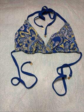 Lands' End Blue Paisley Bikini Top